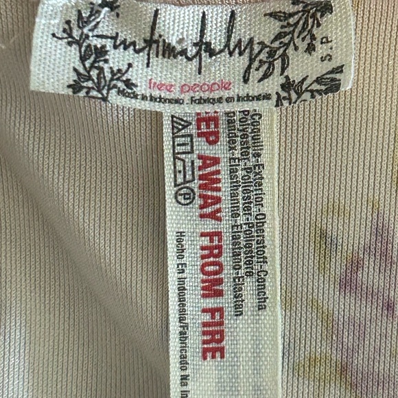 Intimately Free People Body Slouchy Velvet Oversized Ivory Floral Bodysuit Small - Picture 7 of 13